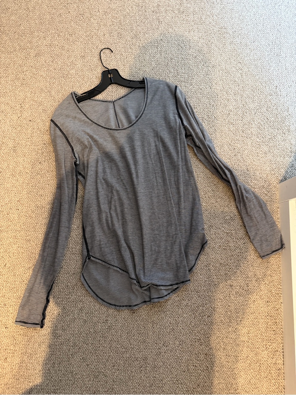 lululemon athletica Striped Long Sleeve Scoop Neck Top - Gray